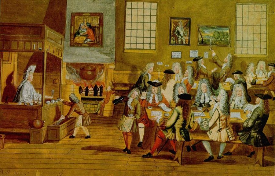 Intérieur d’une coffee house londonienne aux alentours de 1705