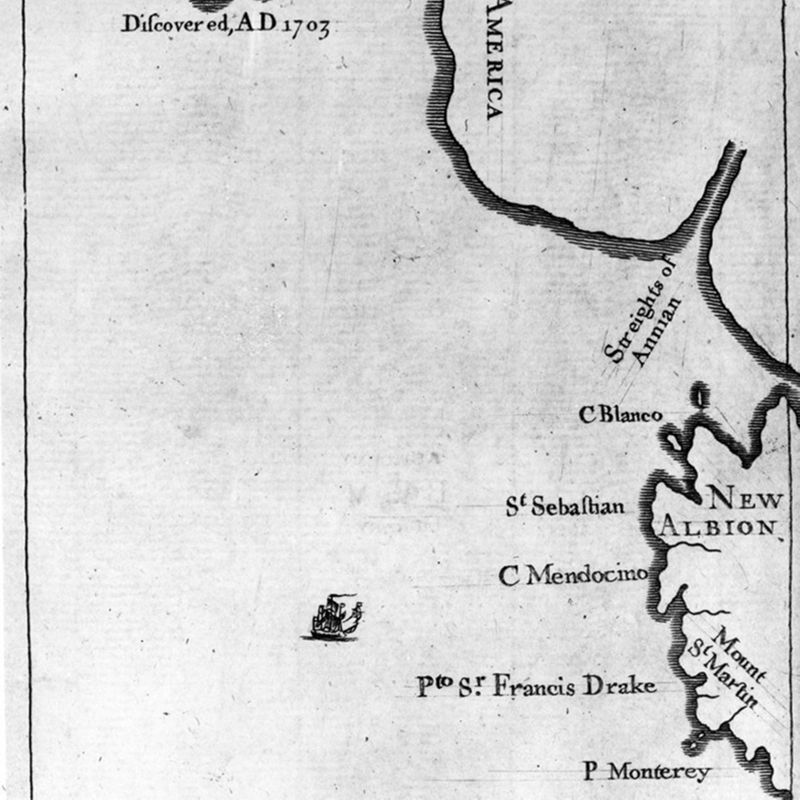 Carte extraite du deuxième volume des Voyages de Gulliver, représentant Brobdingnag, royaume censé se trouver quelque part au large de l’Amérique du Nord.