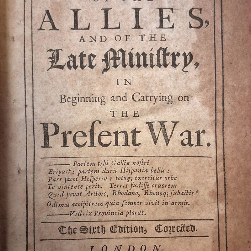 Page de titre de The Conduct of the Allies, and of the Late Ministry, in Beginning and Carrying on the Present War