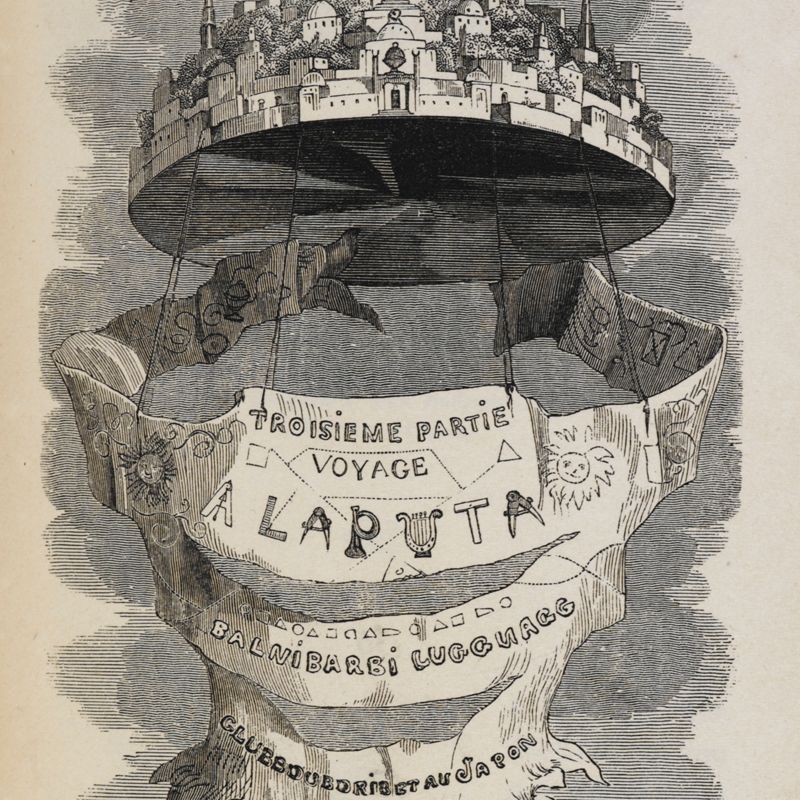 Laputa imaginée par Grandville, 1838. 