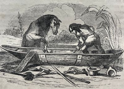 Gulliver construisant sa pirogue, par Francis Waller.