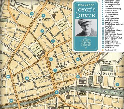 Carte de 1904 du Dublin de Joyce, par le James Joyce Centre