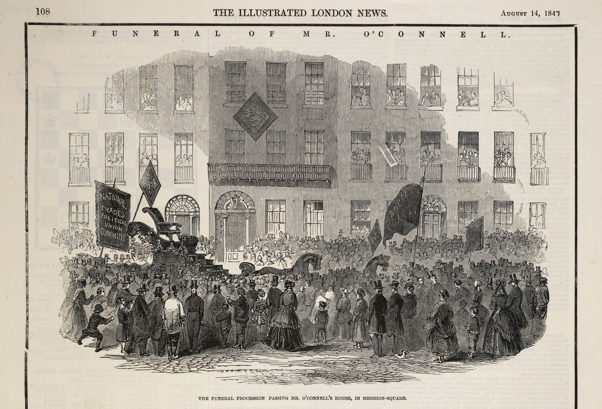 Procession funéraire de Daniel O’Connell, devant sa maison de Merrion Square
