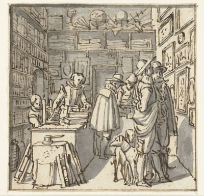 Intérieur d’une librairie au XVIIe siècle