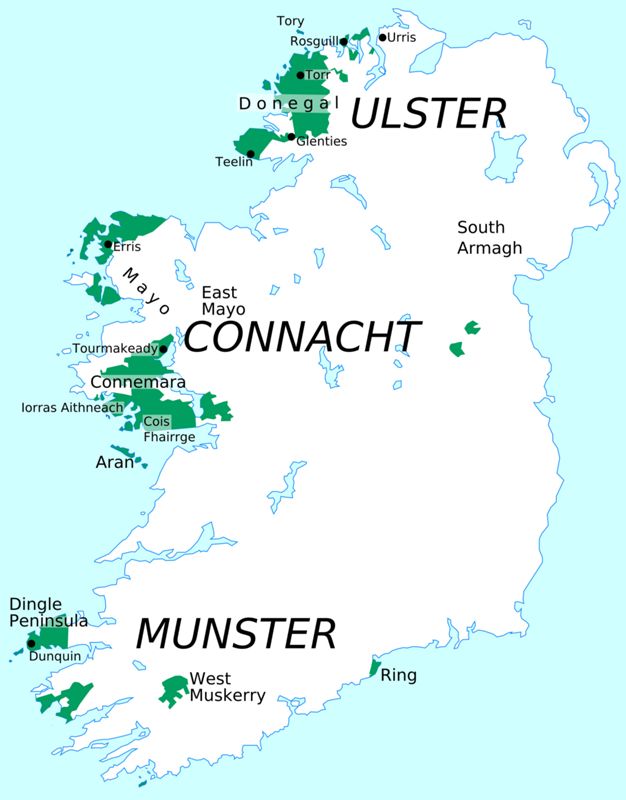 Carte des Gaeltachtaí officielles